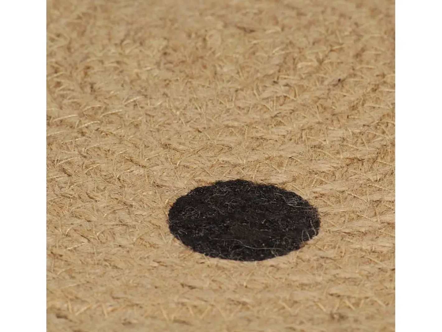 Alfombra De Cocina|Alfombra Redonda-Alfombra de yute hecha a mano con estampado de lunares de 150 cm Negro