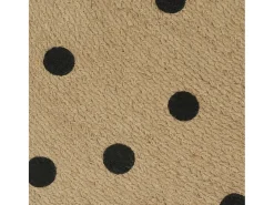 Alfombra De Cocina|Alfombra Redonda-Alfombra de yute hecha a mano con estampado de lunares de 150 cm Negro