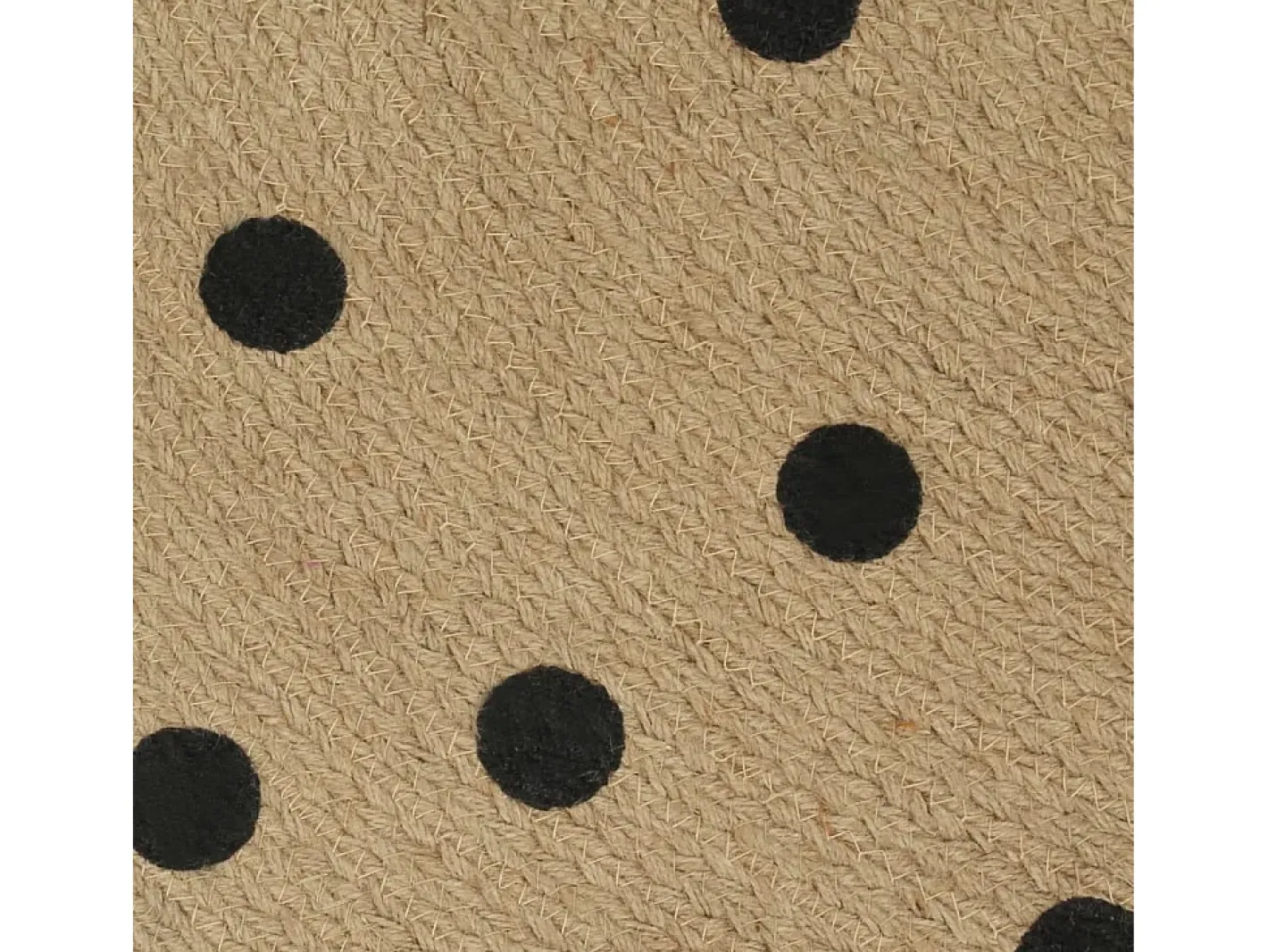 Alfombra De Cocina|Alfombra Redonda-Alfombra de yute hecha a mano con estampado de lunares de 150 cm Negro