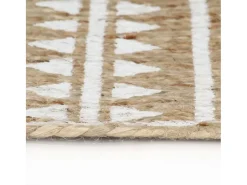 Alfombra De Cocina|Alfombra Redonda-Alfombra de yute hecha a mano con estampado de 150 cm Blanco