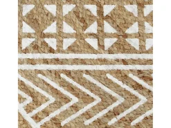 Alfombra De Cocina|Alfombra Redonda-Alfombra de yute hecha a mano con estampado de 150 cm Blanco