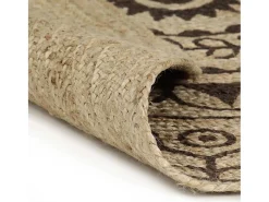 Alfombra De Cocina|Alfombra Redonda-Alfombra de yute hecha a mano con estampado marrón oscuro 120 cm Marru00f3n