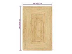 Alfombra De Cocina-Alfombra de yute hecha a mano 200x300 cm Marru00f3n