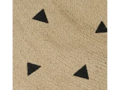 Alfombra De Cocina|Alfombra Redonda-Alfombra de yute hecha a mano con estampado de triángulos 120 cm Negro