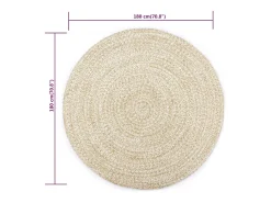 Alfombra de yute hecha a mano blanca y marrón 180 cm Blanco Best