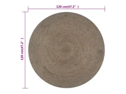 Outlet Alfombra de yute hecha a mano redonda 120 cm Gris