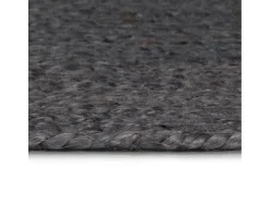 Alfombra De Cocina|Alfombra Redonda-Alfombra de yute hecha a mano redonda de 90 cm oscuro Gris