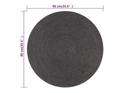 Alfombra De Cocina|Alfombra Redonda-Alfombra de yute hecha a mano redonda de 90 cm oscuro Gris
