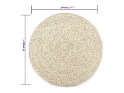 Sale Alfombra de Yute Hecha a Mano Blanca y Natural 90 cm Blanco