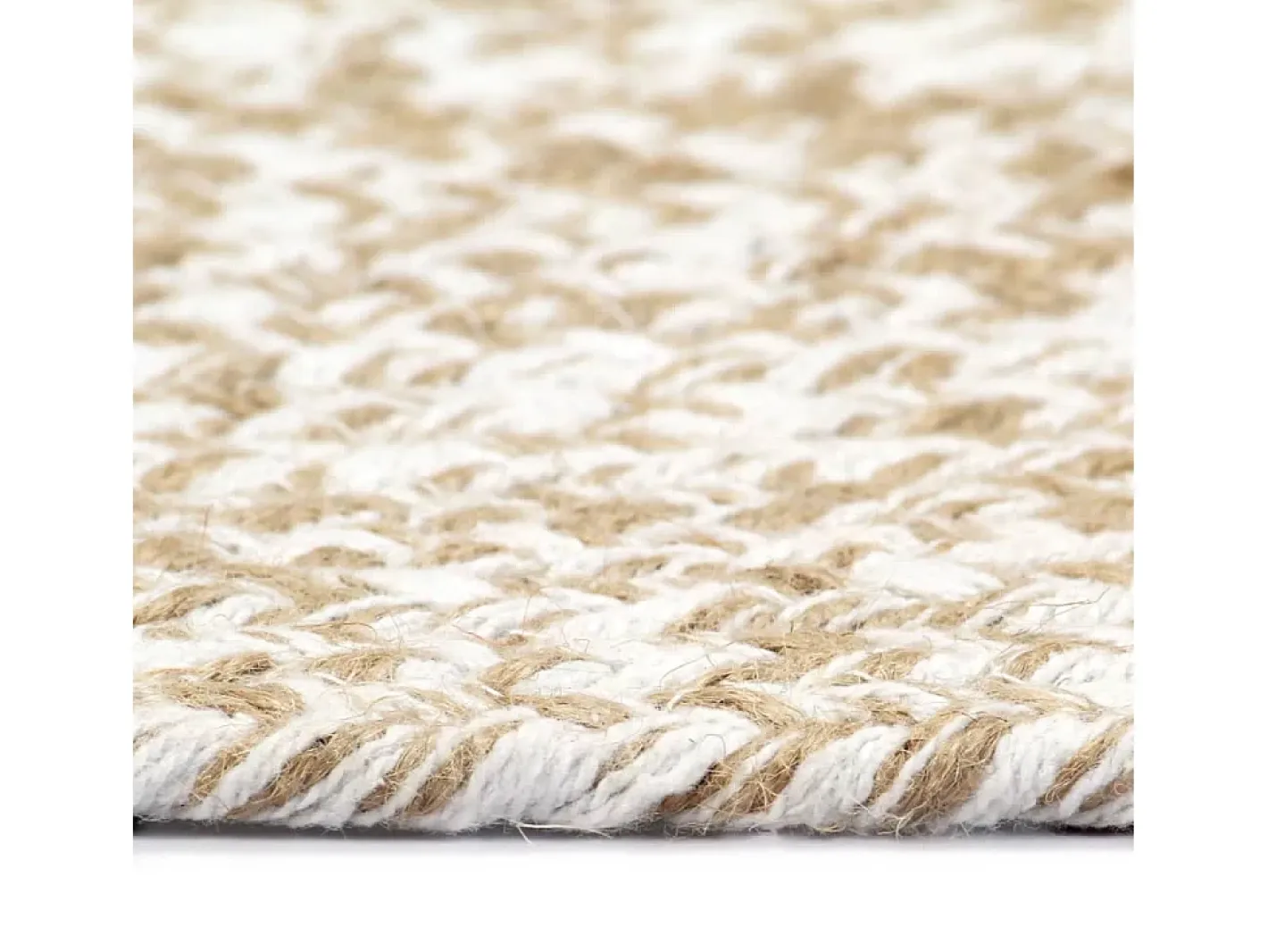 Sale Alfombra de Yute Hecha a Mano Blanca y Natural 90 cm Blanco