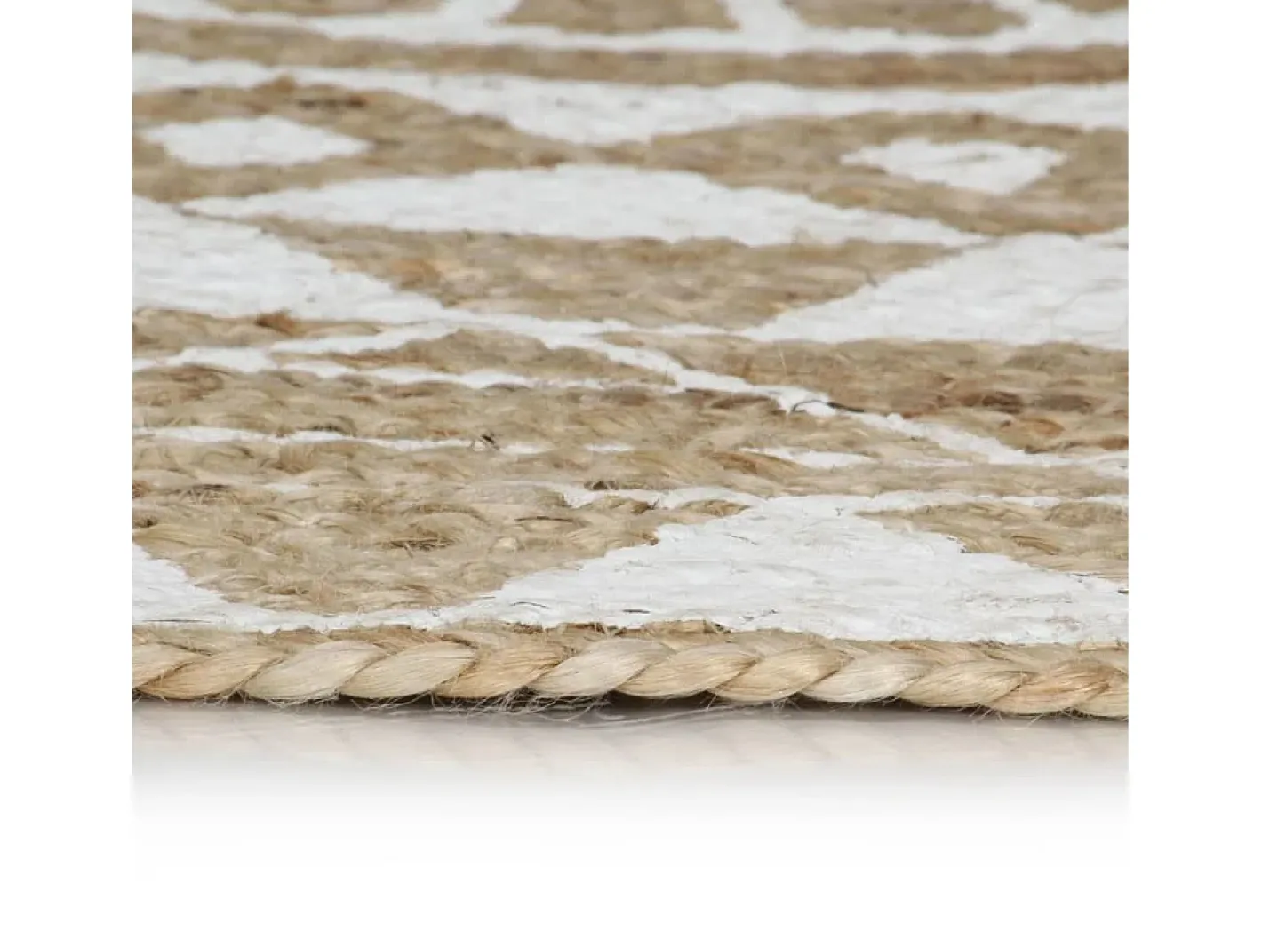 Hot Clicnbuy Alfombra de yute tejida a mano con estampado 120 cm Blanco