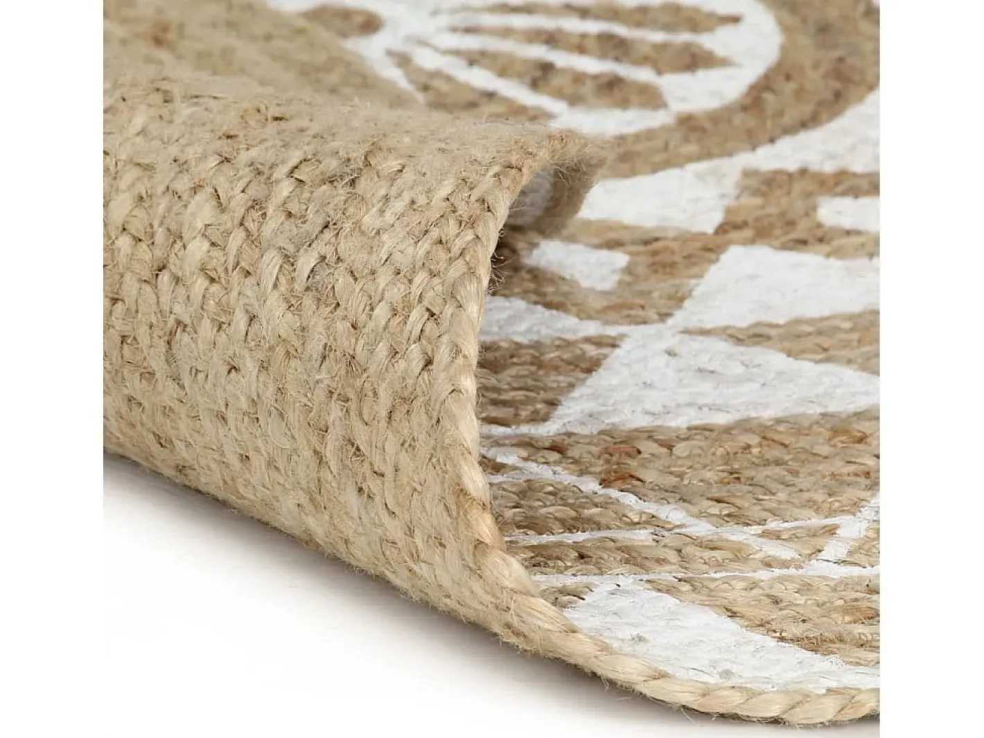Hot Clicnbuy Alfombra de yute tejida a mano con estampado 120 cm Blanco