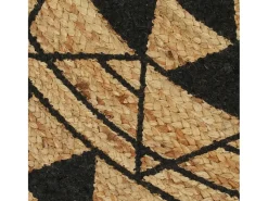 Clicnbuy Alfombra De Salón|Alfombra Redonda-Alfombra de yute tejida a mano con estampado 150 cm Negro