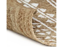 Discount Alfombra de yute tejida a mano con estampado 90 cm ES69136 Blanco