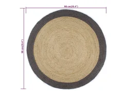 Clearance Clicnbuy Alfombra de yute tejida a mano con borde oscuro 90 cm Gris