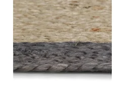 Clearance Clicnbuy Alfombra de yute tejida a mano con borde oscuro 90 cm Gris