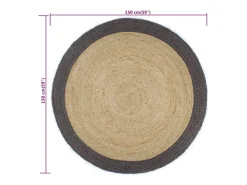 Outlet Clicnbuy Alfombra de yute tejida a mano con borde oscuro 150 cm Gris