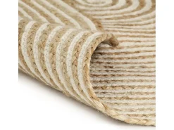 Clicnbuy Alfombra de yute tejida a mano diseño espiral 90 cm Blanco Discount