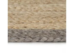 Clicnbuy Alfombra De Salón|Alfombra Redonda-Alfombra de yute tejida a mano con borde 120 cm Gris