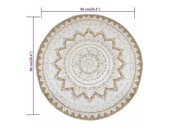 Alfombra de yute trenzado estampada redonda de 90 cm Beige