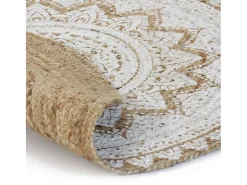 Alfombra De Cocina|Alfombra Redonda-Alfombra de yute trenzado estampada redonda de 150 cm Beige