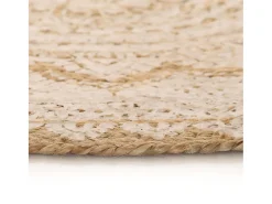 Alfombra De Cocina|Alfombra Redonda-Alfombra de yute trenzado estampada redonda de 150 cm Beige