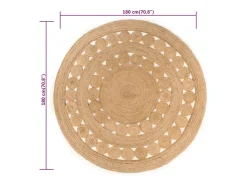 Alfombra De Cocina|Alfombra Redonda-Alfombra de yute trenzado redonda de 180 cm Beige