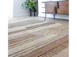 Made In Meubles Alfombra De Salón-Alfombra de yute y algodón Robin para una decoración natural y acogedora Topo