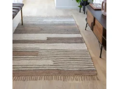 Made In Meubles Alfombra De Salón-Alfombra de yute y algodón Robin para una decoración natural y acogedora Topo