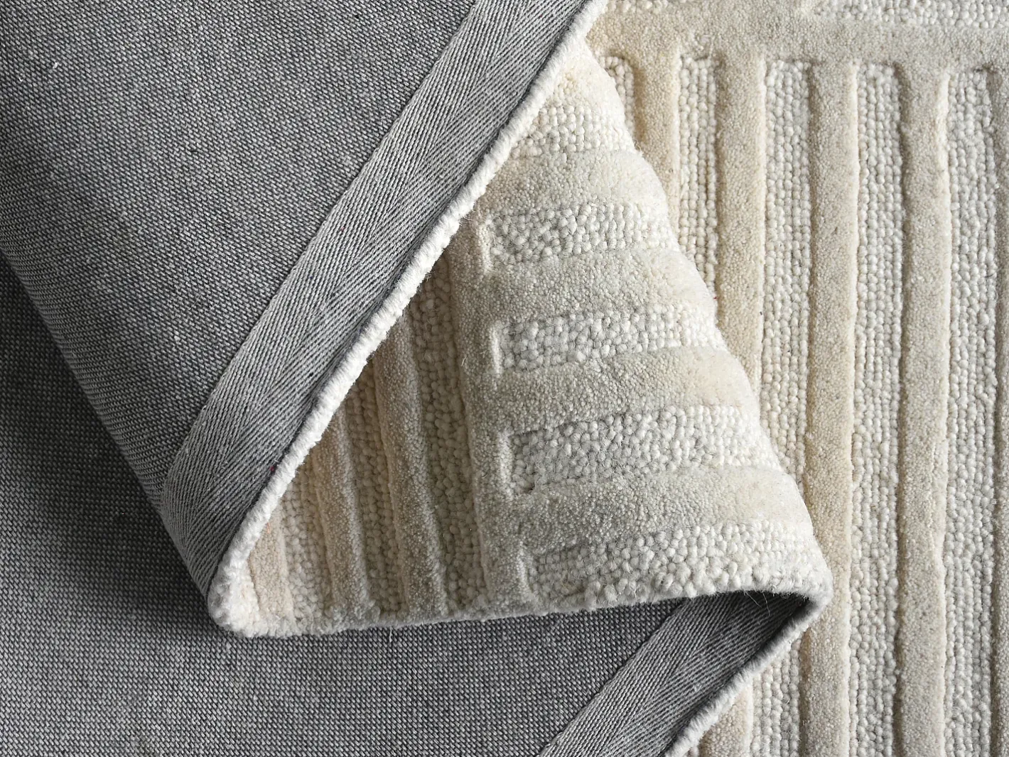 Online OZAIA Alfombra en relieve con motivos de arcos 100% lana - 200 x 290 cm - 2200g/m2 - - ASSINIE Marfil