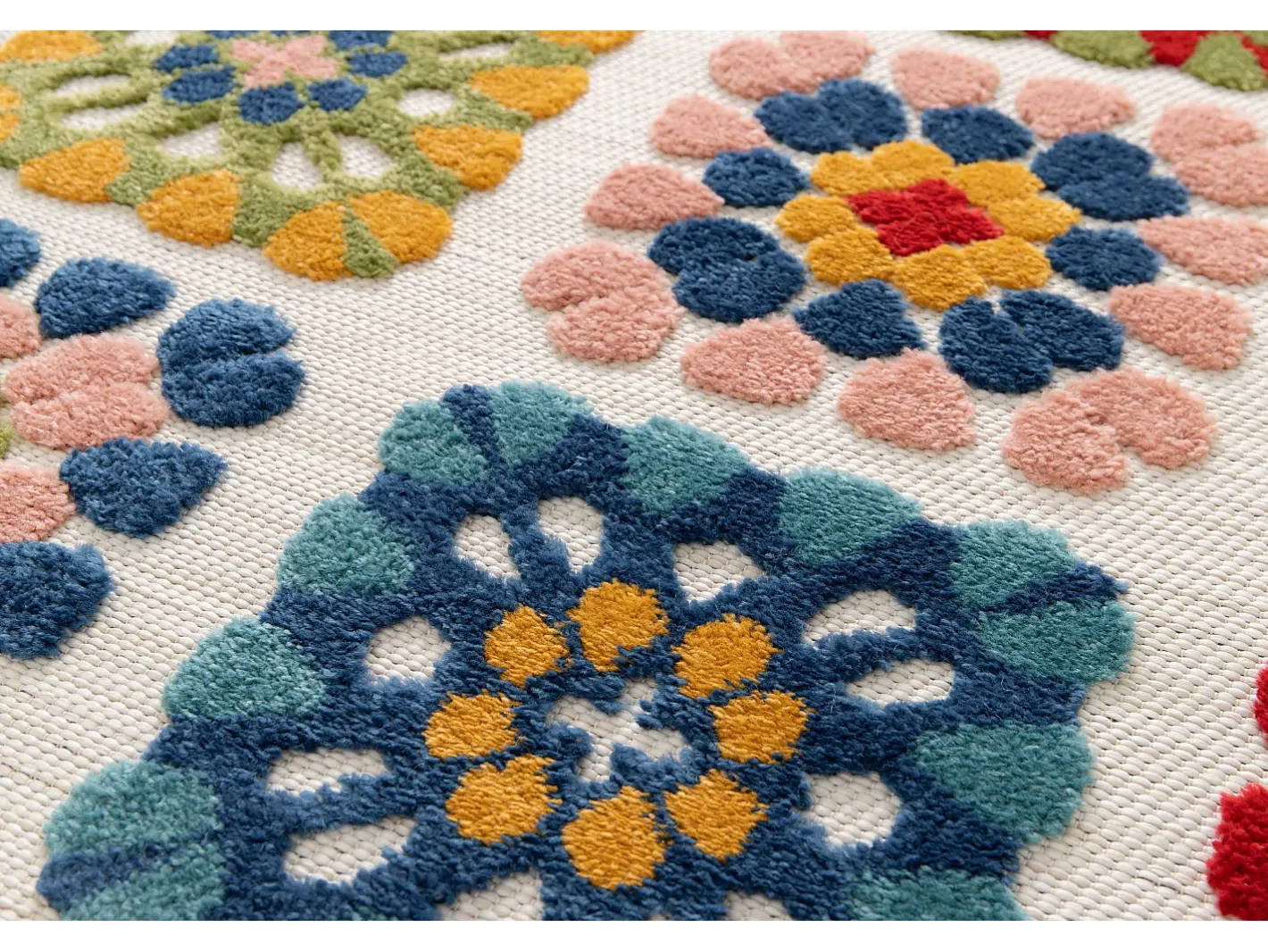Alfombra exterior - geométrico con relieve - - 160 x 230 cm - MILA Multicolor Online
