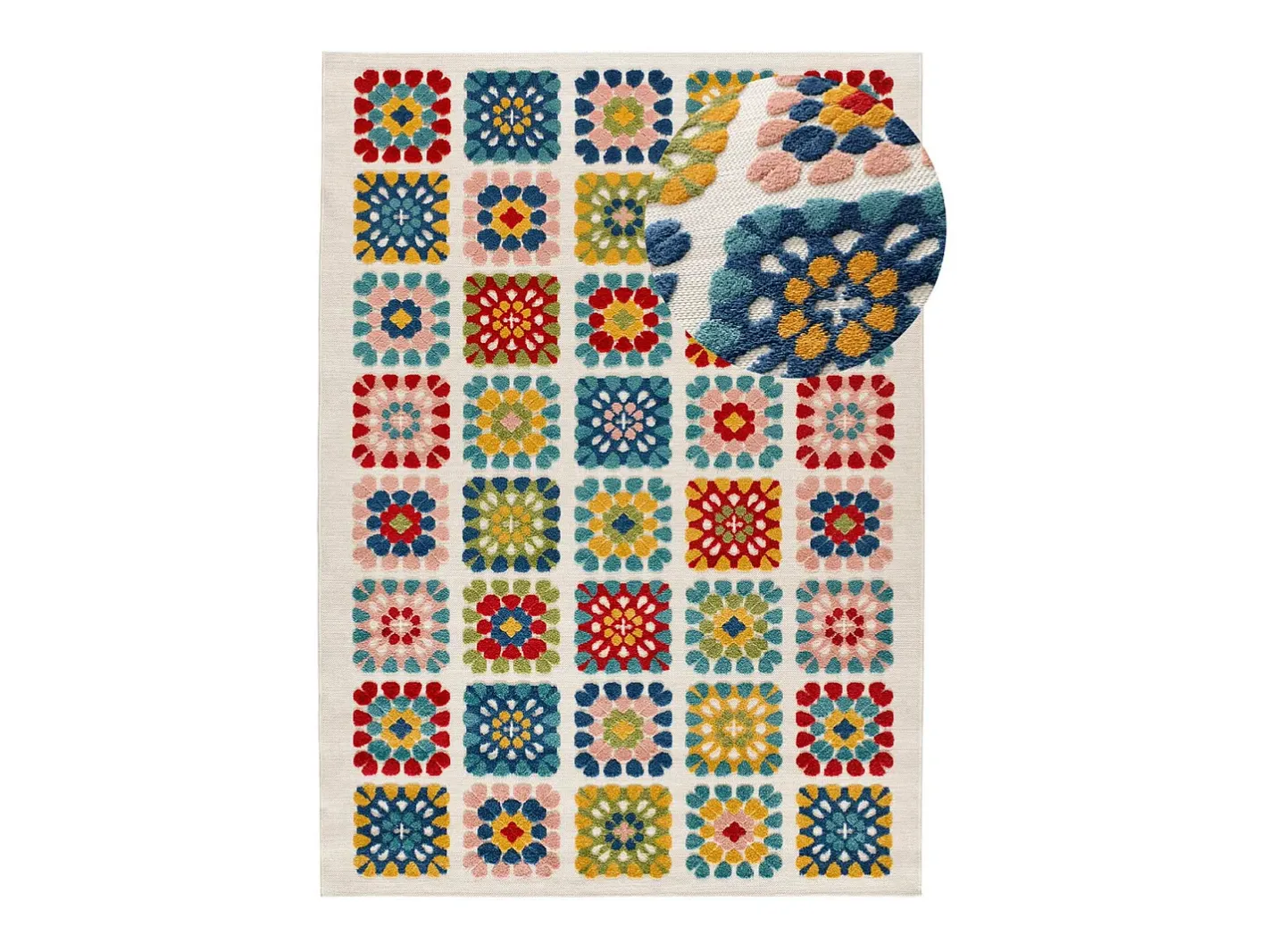 Alfombra exterior - geométrico con relieve - - 160 x 230 cm - MILA Multicolor Online