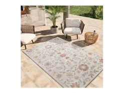 Outlet Alfombra exterior - motivos florales - - 200 x 290 cm - SAMARA Beige / Multicolor
