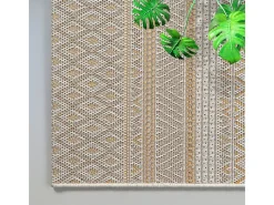 the carpet Alfombra De Exterior-Alfombra Exterior Interior diseño moderno - Beige Amarillo - 140 x 200 cm - CALGARY Dorado