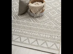 the carpet Alfombra De Exterior|Alfombra Redonda-Alfombra Exterior Interior diseño moderno - Beige - 160 cm Redondo - CALGARY Crema