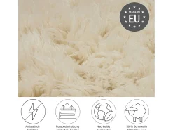 Alfombra Flokati de Grecia 120x120 cm Naturaleza Flokos XXL Color natural claro New