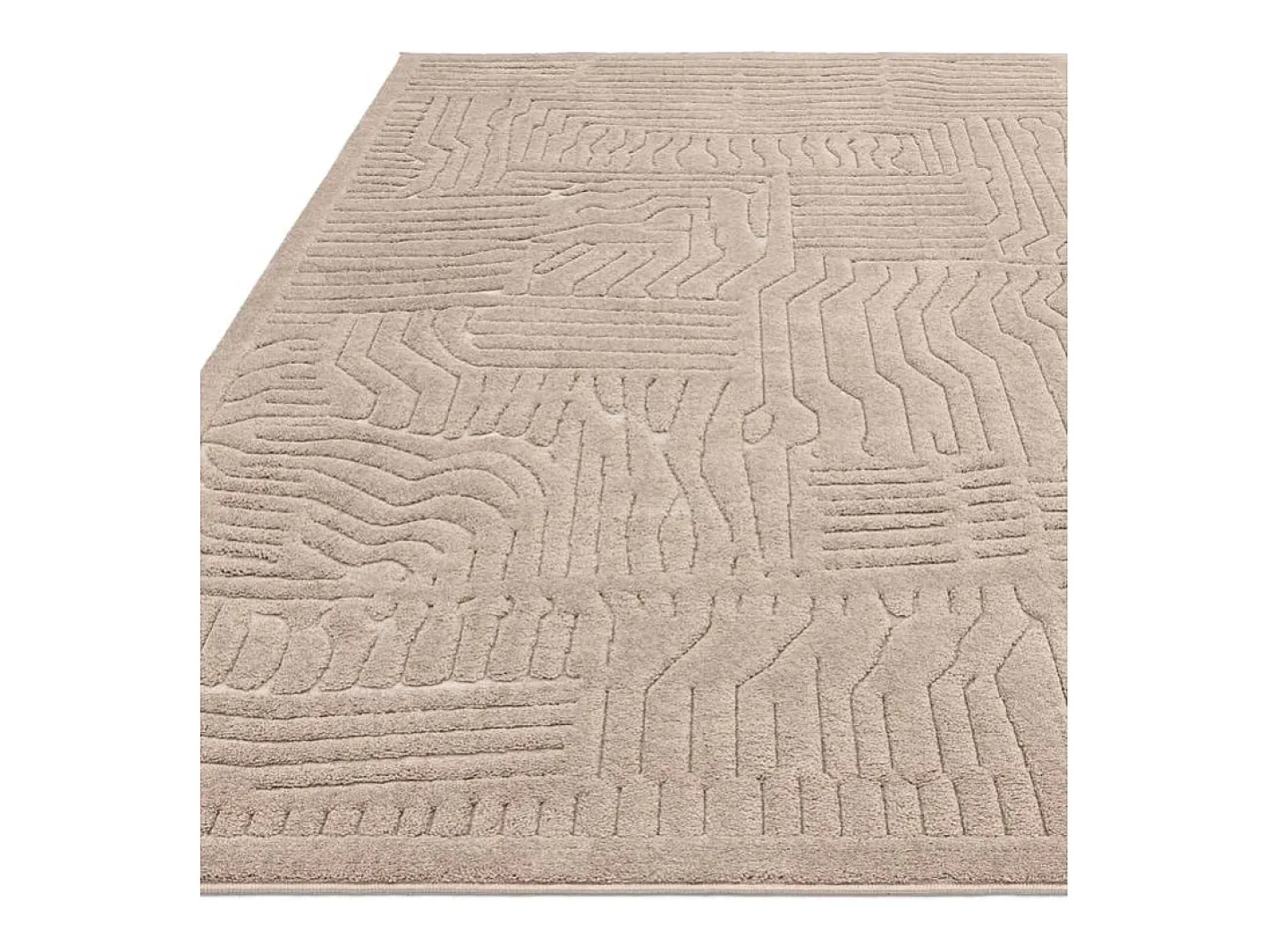 Alfombra geométrica - 120x170cm - beige - Valley Route Topo