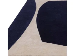 Hot Alfombra geométrica de lana y viscosa - 160x230cm - marino, crema - Matrix Signature Azul