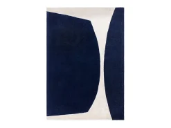 Alfombra De Salón-Alfombra geométrica de lana y viscosa - 200x290cm - marino, crema - Matrix Signature Azul