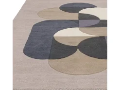 Alfombra geométrica, hecha a mano 100% lana - 120x170cm - , azul, negro, beige, crema - Matrix Statement Gris Hot