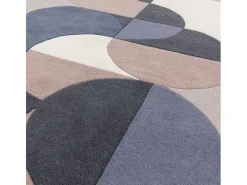 Clearance Alfombra geométrica, hecha a mano 100% lana - 160x230cm - , azul, negro, beige, crema - Matrix Statement Gris