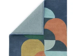 Alfombra geométrica, hecho a mano 100% lana - 120x170cm - , verde, crema, naranja, oro - Matrix Statement Azul Clearance