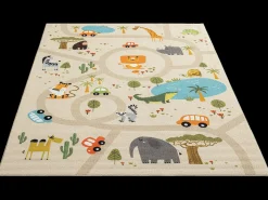 the carpet Alfombra Happy Life Juego Safari - - 200 cm Redonda Beige Hot