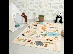 the carpet Alfombra Happy Life Juego Safari - - 100x200 cm Beige Discount