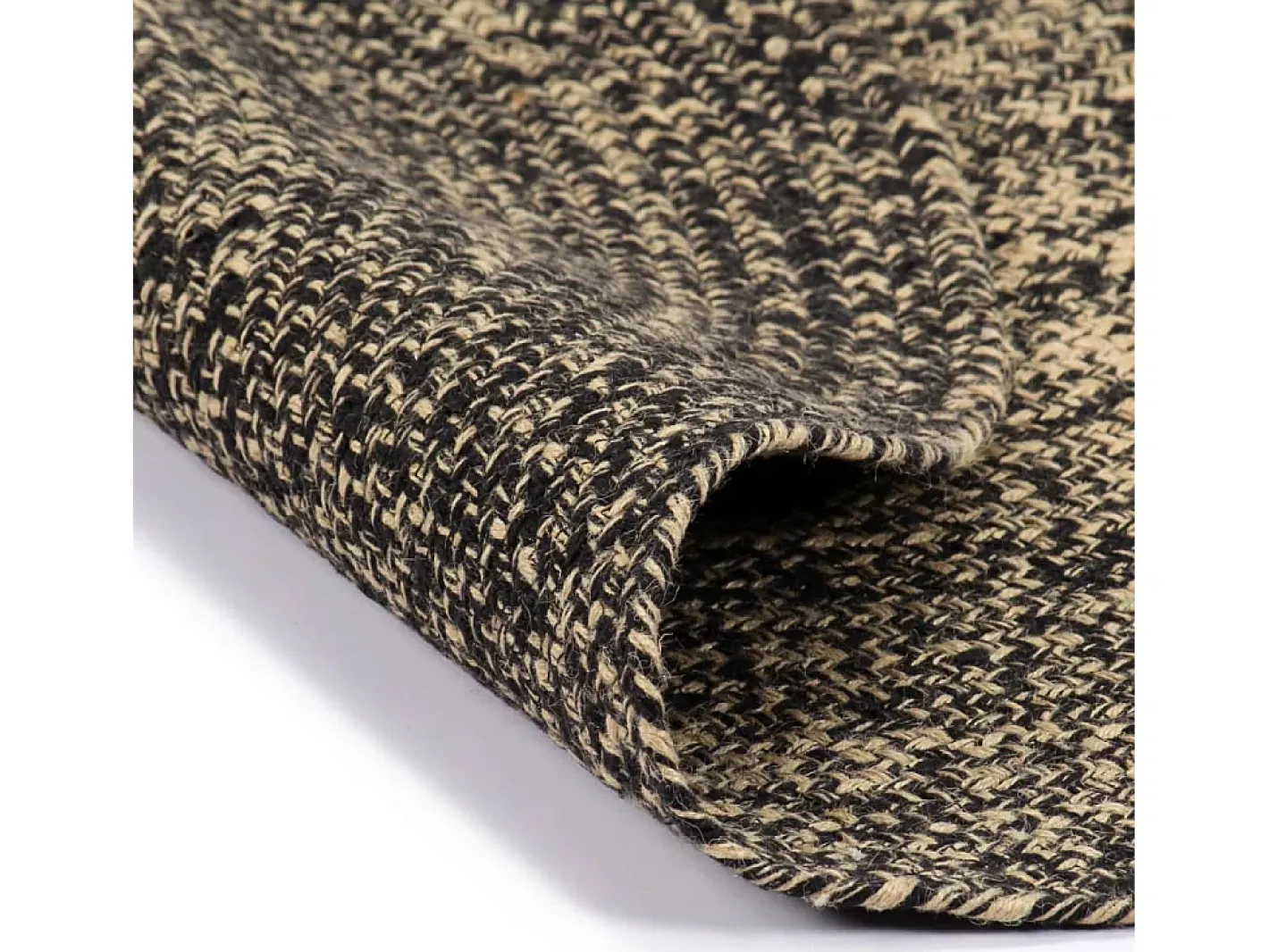 Clicnbuy Alfombra De Salón|Alfombra Redonda-Alfombra hecha a mano de yute negra y natural 90 cm Negro