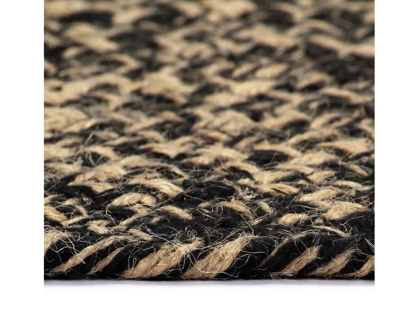 Clicnbuy Alfombra De Salón|Alfombra Redonda-Alfombra hecha a mano de yute negra y natural 90 cm Negro