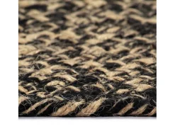 Alfombra De Salón|Alfombra Redonda-Alfombra hecha a mano de yute negra y natural 150 cm ES98933 Negro