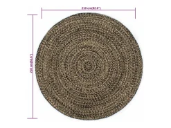 Discount Clicnbuy Alfombra hecha a mano de yute marrón y 210 cm Negro