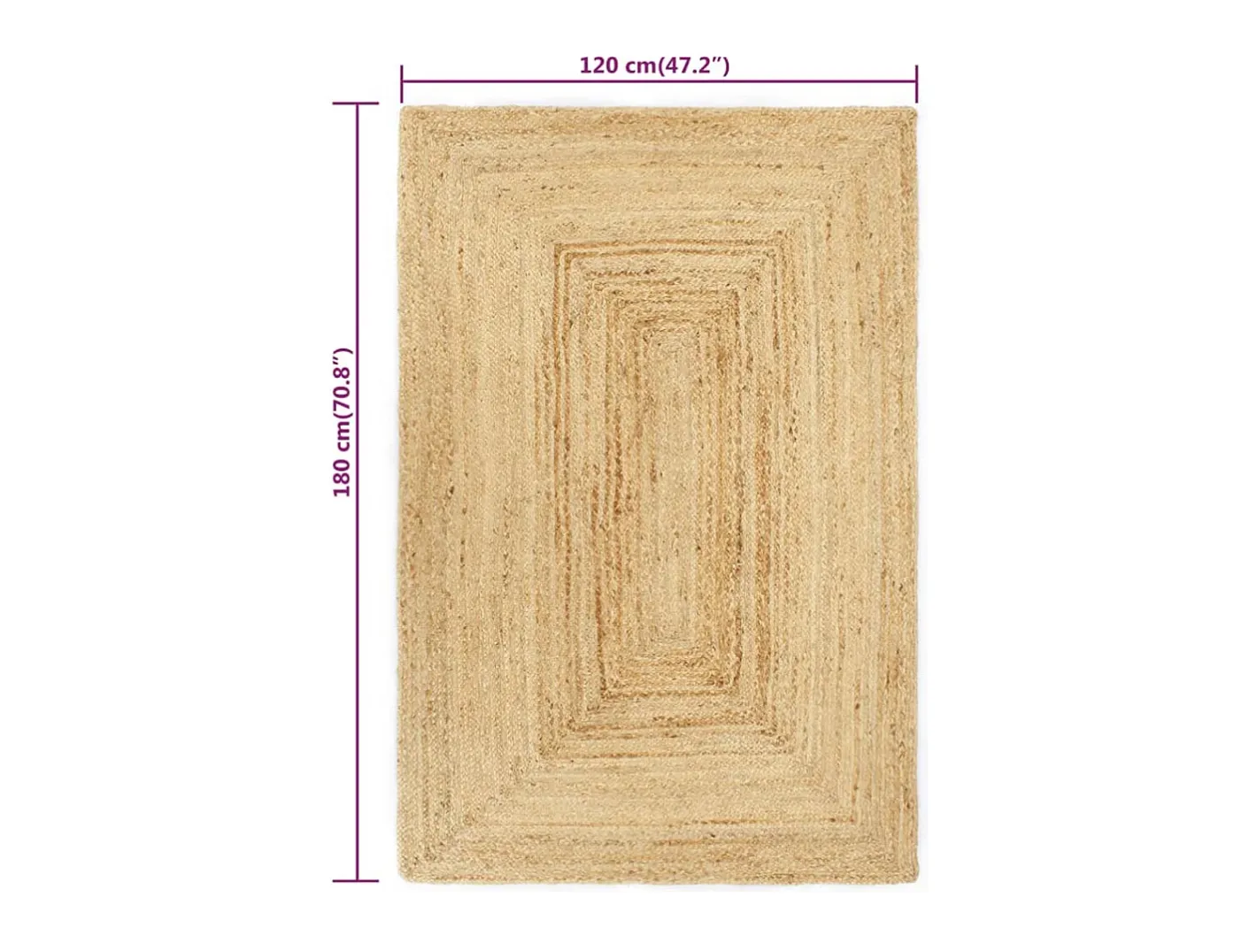 Clicnbuy Alfombra hecha a mano de yute natural 120x180 cm Marru00f3n New