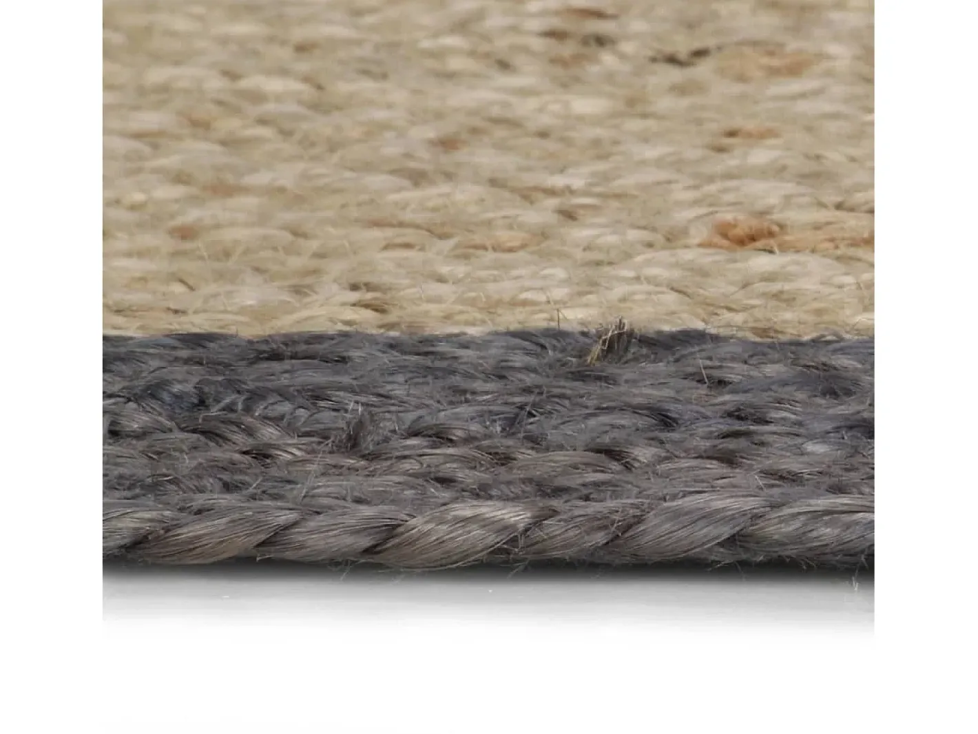 Alfombra De Salón|Alfombra Redonda-Alfombra hecha a mano de yute con borde oscuro 90 cm ES37257 Gris